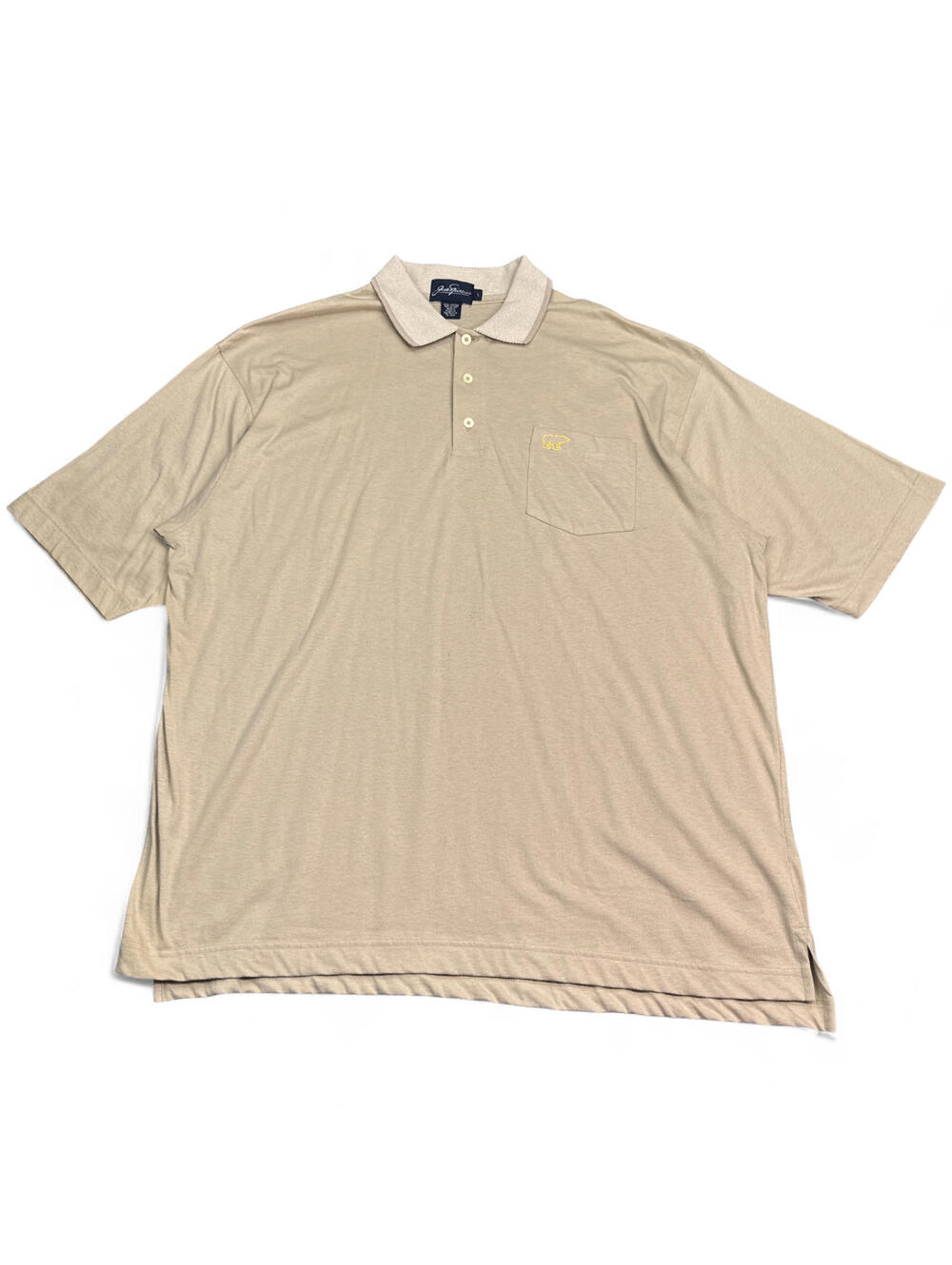 Jack Nicklaus Polo Shirt Mens Size Large Oversized Beige Tan Short Sleeve Golf